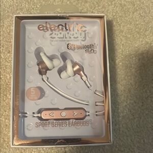 Electric Family White and Gold Earbud Headphones